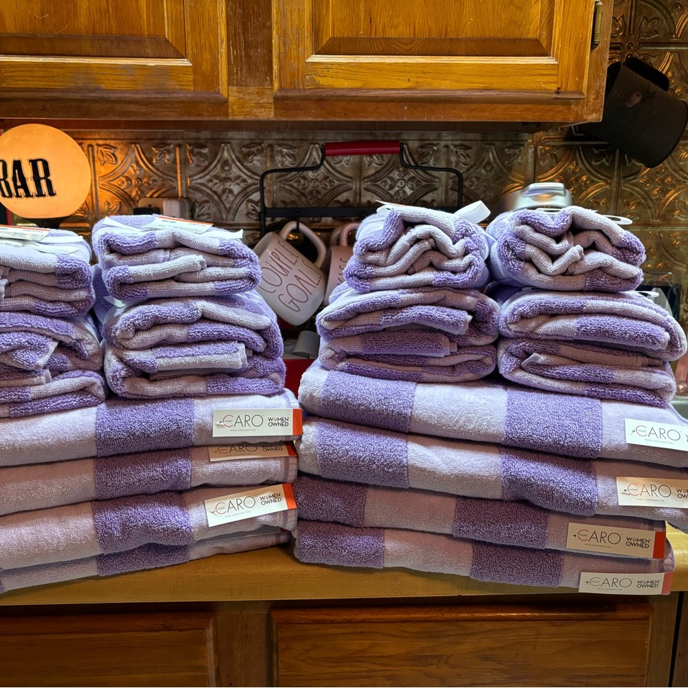 24 piece Caro Purple Check Towel Set